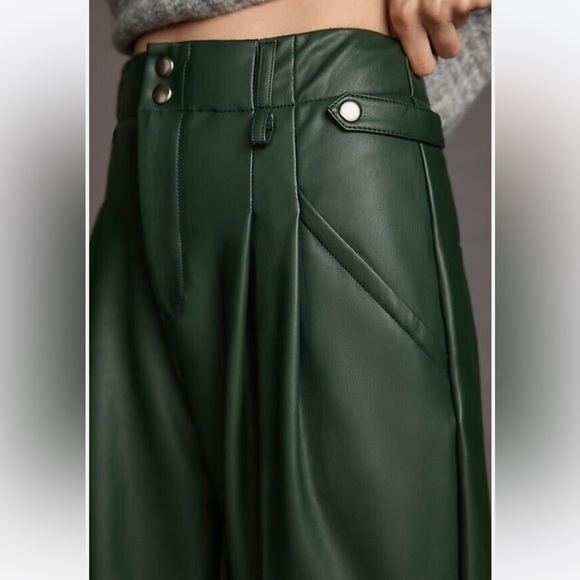 MAEVE Faux Leather Taper Pleated Pants - Picture 3 of 6